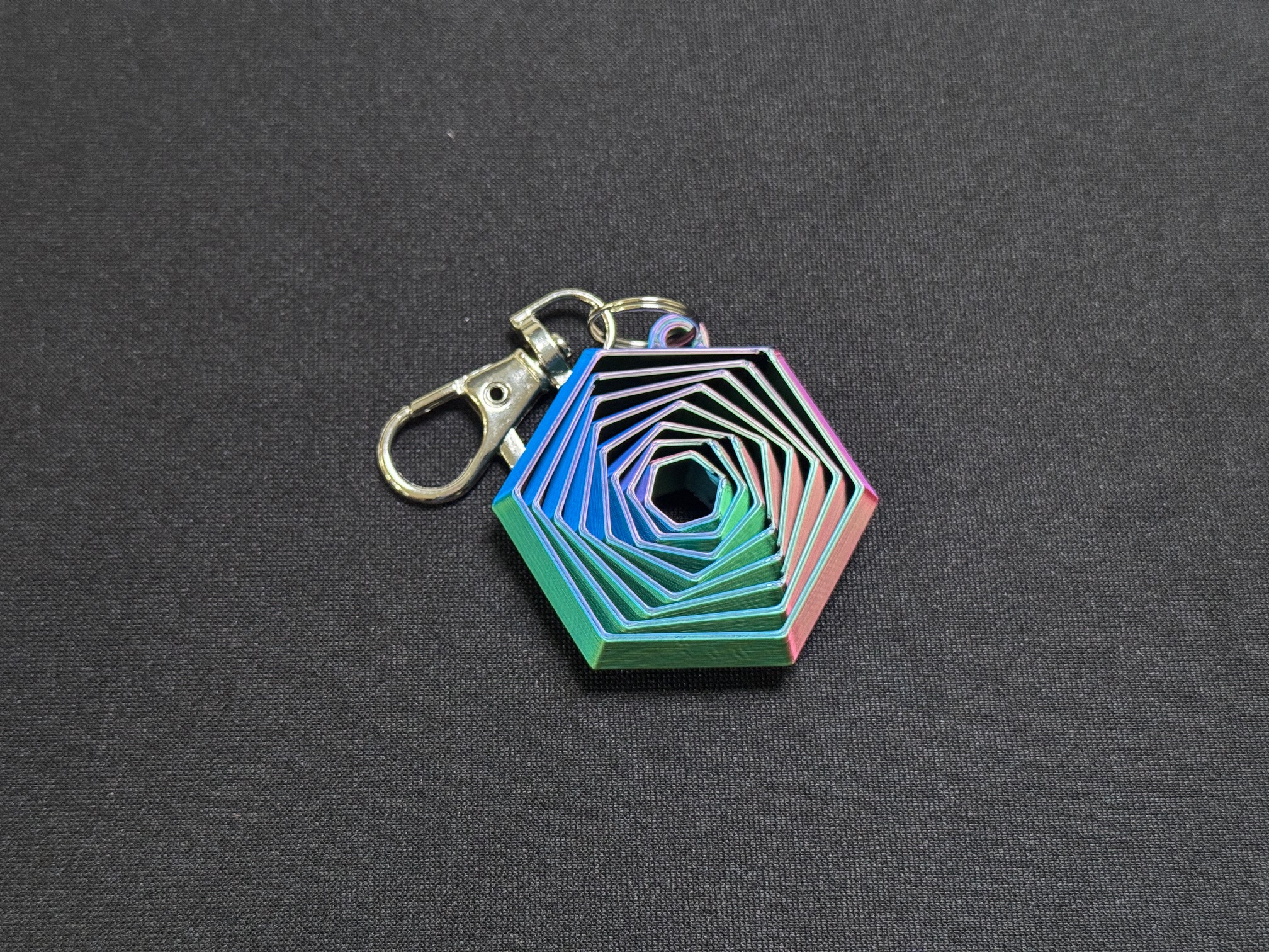 Hexagon Fidget Keychain - Rainbow